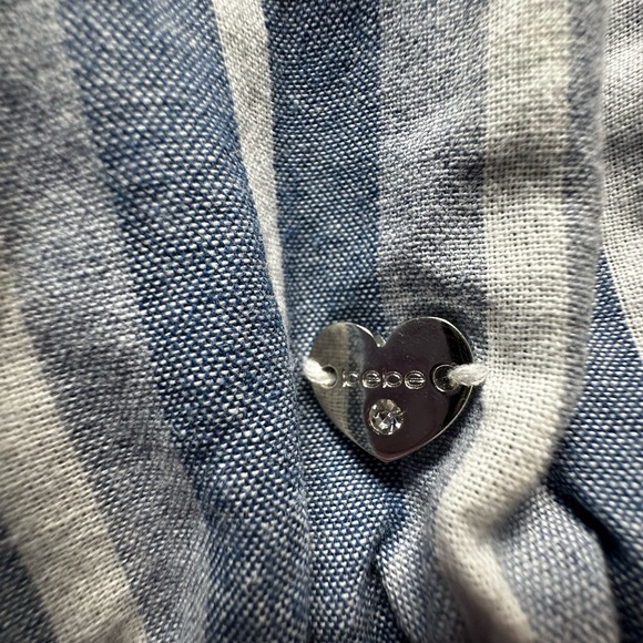 bebe girls m(10-12) Blue and White Striped Jumpsuit - Picture 5 of 9